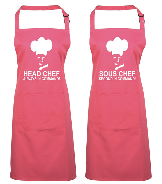 Head Chef & Sous Chef Matching Cooking & Baking Apron Gift Set