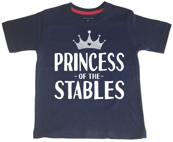Princess of the Stables Children's T-Shirt with White and Silver Glitter Print