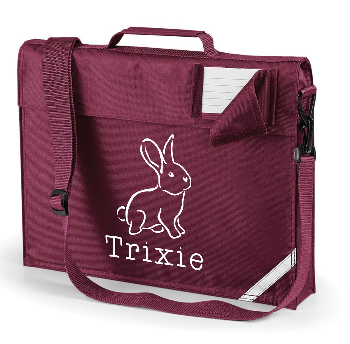 Personalised Illustrated Bunny with Name Bookbag with Straps ESV
