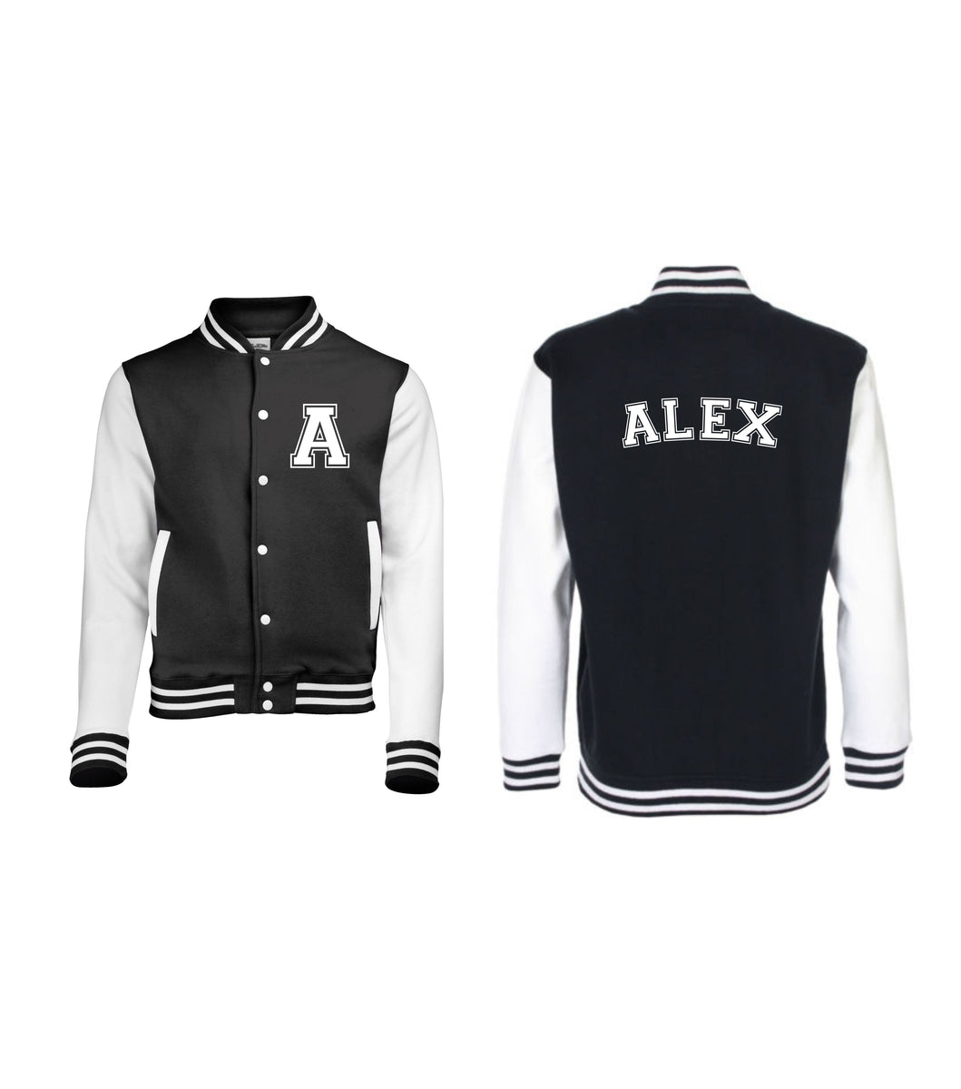 Personalised Adult Varsity Jacket With Initial and Name – Edward