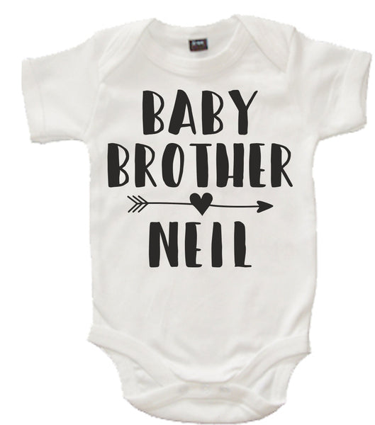 Personalised Big Brother Navy T Shirt and Little Brother White Bodysuit Arrow Set