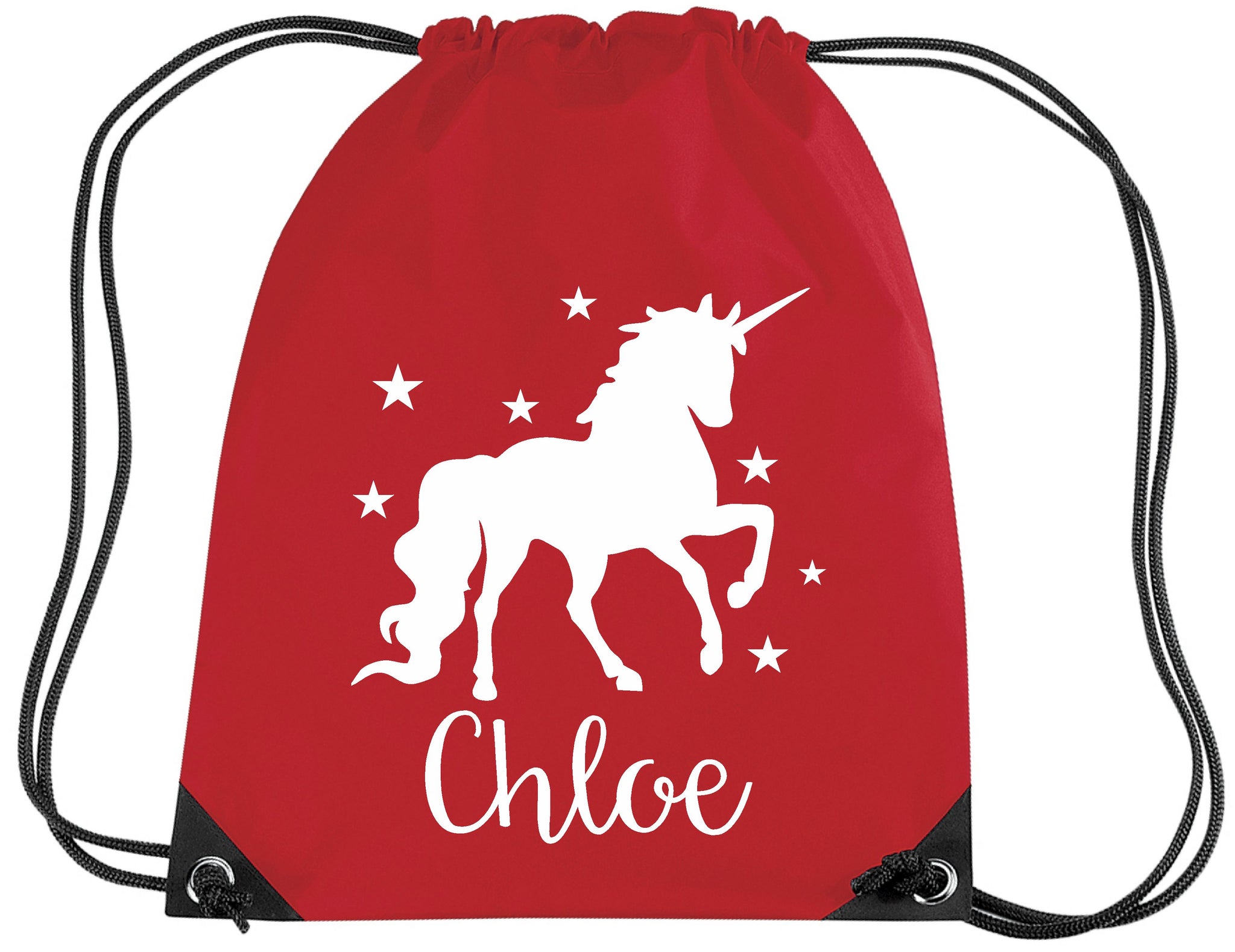Personalised Unicorn with Stars Drawstring Bag