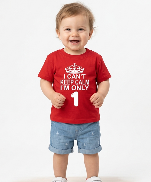 Je ne peux pas rester calme, je n'ai que 1 ans. T-shirt enfant 