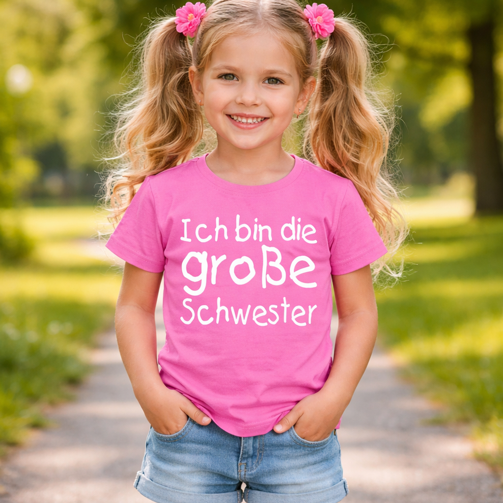 Ich Bin die Große Schwester Bubblegum T-shirt enfant rose 