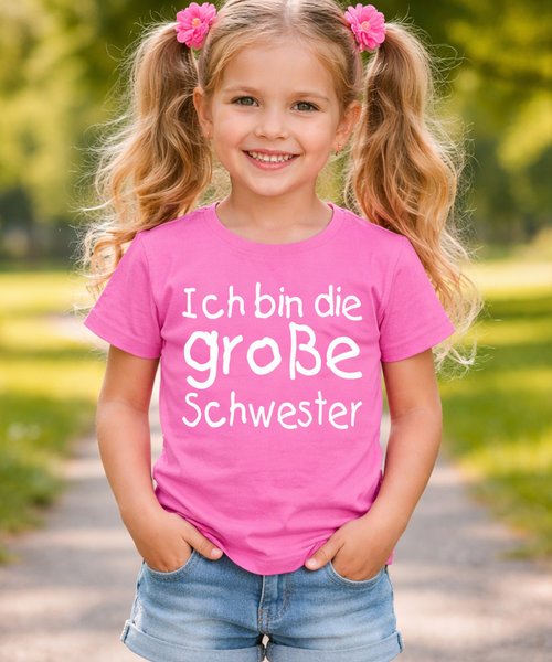 Ich Bin die Große Schwester Bubblegum T-shirt enfant rose 
