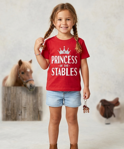 Princess of the Stables Children's T-Shirt with White and Silver Glitter Print