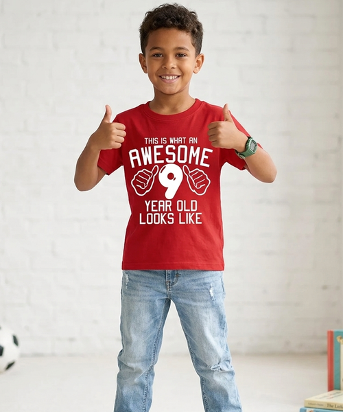 T-shirt pour enfant This What an Awesome 9 Year Old Looks Like 