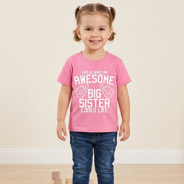 C'est ce qu'une grande sœur géniale ressemble à un t-shirt pour enfant rose bubblegum