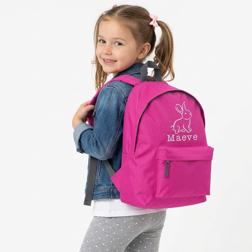 Personalised Illustrated Bunny and name Backpack