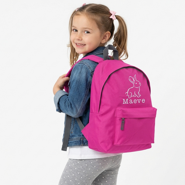 Sac à dos lapin illustré personnalisé et nom 