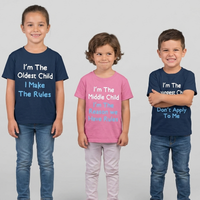 Je suis l'enfant le plus âgé, je suis l'enfant du milieu et je suis le plus jeune enfant SET T-shirts pour enfants