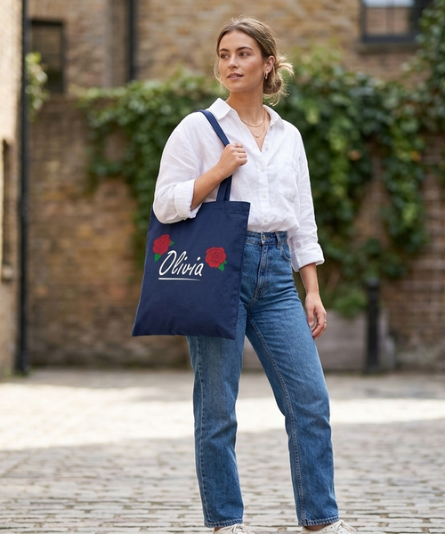 Tote bag rose marine anglais personnalisé 