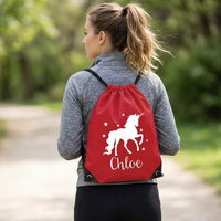 Personalised Unicorn with Stars Drawstring Bag