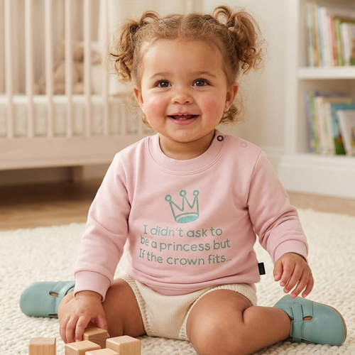 I Didn’t Ask to Be a Princess – Pale Pink Baby Sweatshirt | Clearance