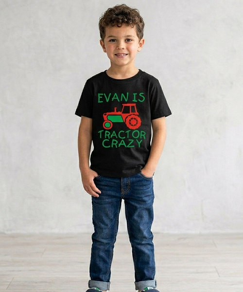 Personalised Tractor Crazy Children's T-shirt