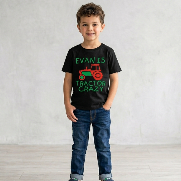 T-shirt Enfant Tracteur Fou Personnalisé 