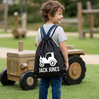 Personalised Tractor with Name Drawstring Bag