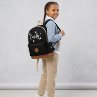 Personalised Daisy Ditsy with Name Backpack in White and Yellow Print