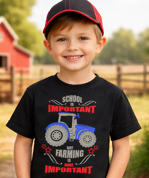 School is important but farming is more important Children's T-Shirt