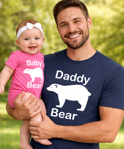 Ensemble t-shirt et body bébé papa ours et bébé ours 