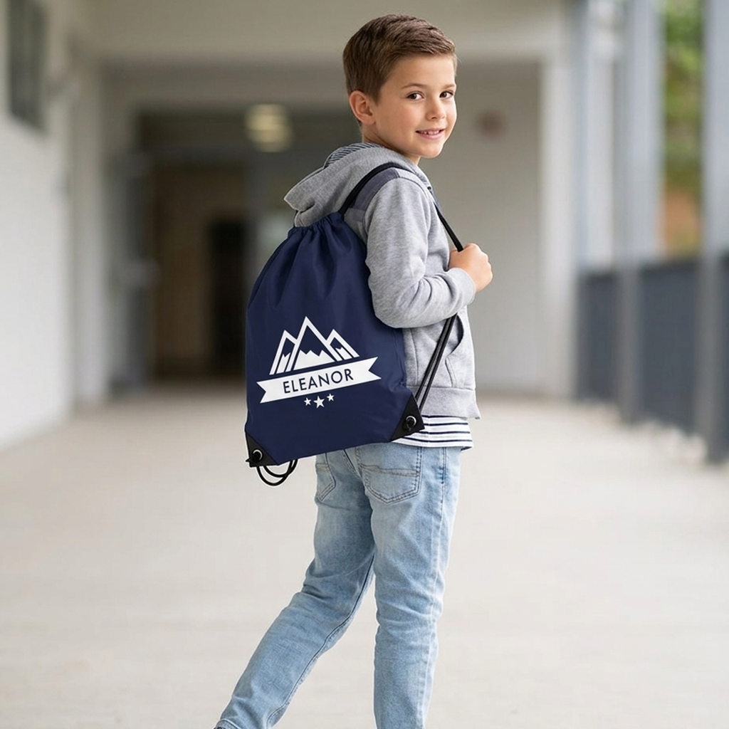 Personalised Mountain Drawstring Bag