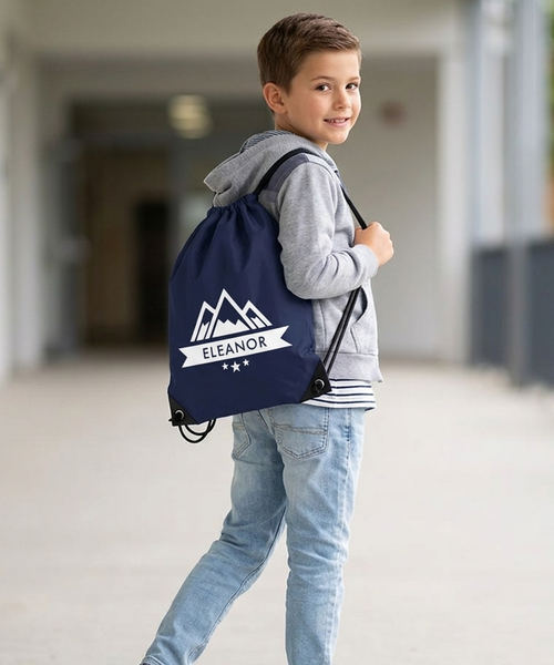 Personalised Mountain Drawstring Bag