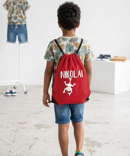 Personalised Monkey and name Drawstring