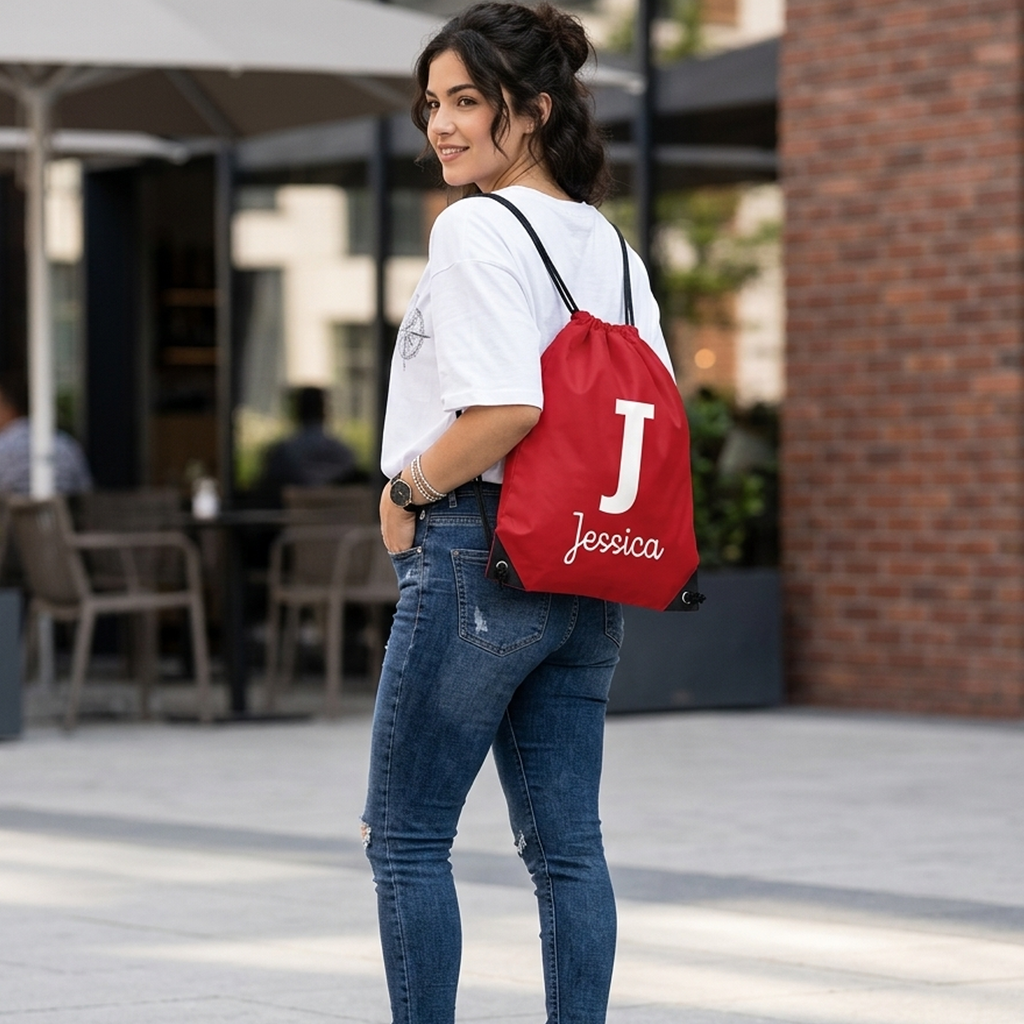 Personalised Initial and Name Drawstring Bag