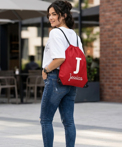Personalised Initial and Name Drawstring Bag