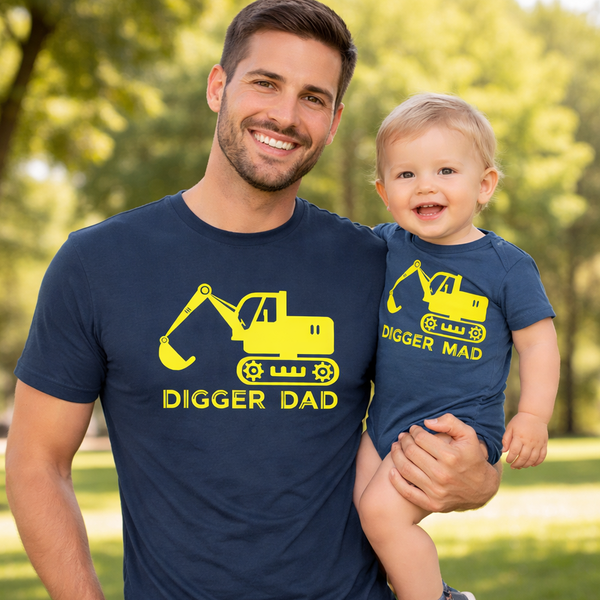 Digger Dad And Digger Mad T-Shirt and Baby Bodysuit Set