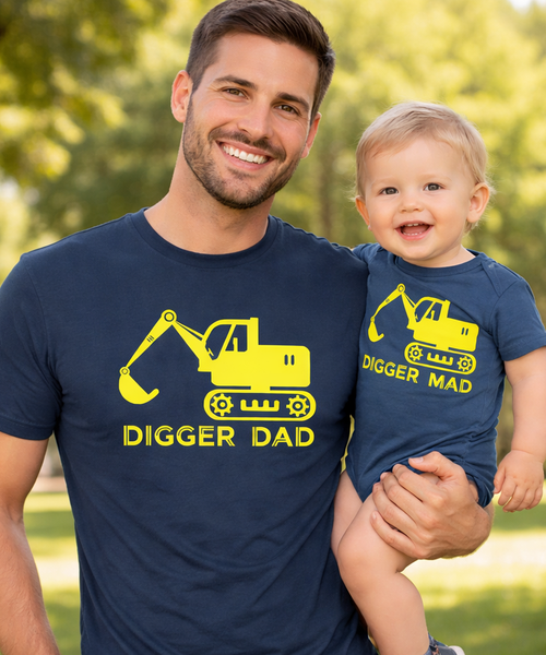 Ensemble t-shirt et body pour bébé Digger Dad et Digger Mad 