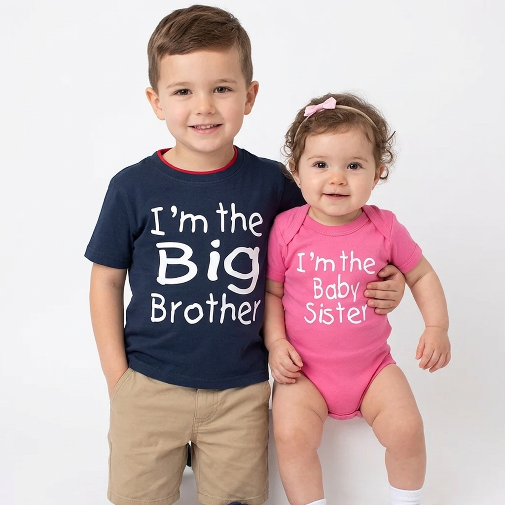Je suis le t-shirt Big Brother et je suis l'ensemble de body Baby Sister 