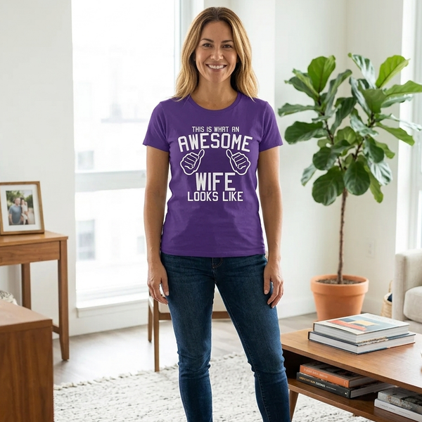 This is what an Awesome Wife Looks Like. Woman's Fitted T-Shirt