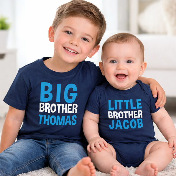 T-shirt Big Brother personnalisé et ensemble de body Little Brother 