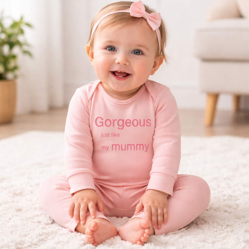 Gorgeous Just Like My Mummy – Light Pink Baby Romper 6–12 Months | Summer Clearance £8.99