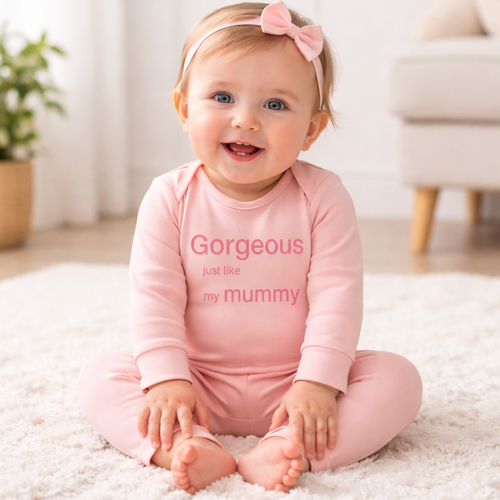 Gorgeous Just Like My Mummy – Light Pink Baby Romper 6–12 Months | Summer Clearance £8.99