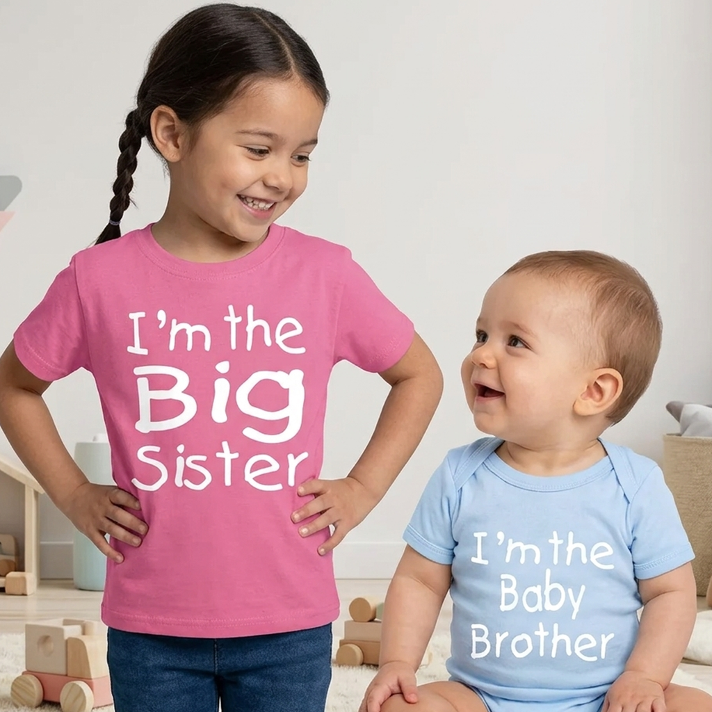 I'm the Big Sister T-shirt and I'm the Baby Brother Bodysuit Set