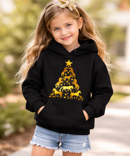 Sweat à capuche motif cheval de Noël 