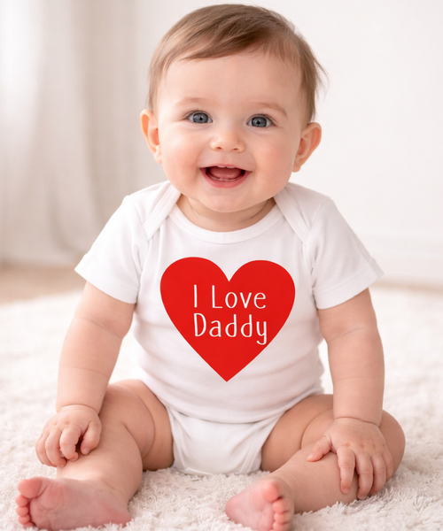 J'aime papa Body bébé blanc avec imprimé rouge 