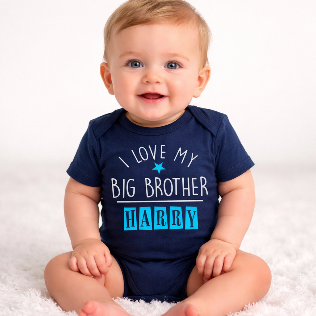 Personalised 'I Love My Big Brother' Custom Baby Bodysuit with Name!