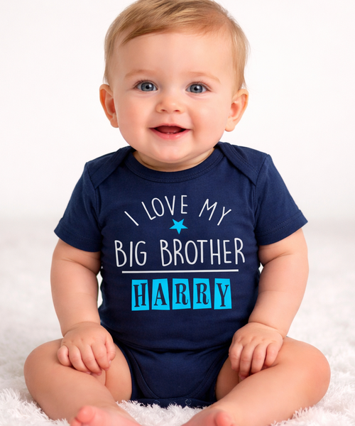 Body bébé personnalisé « J'aime mon grand frère » avec nom ! 