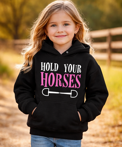 Hold Your Horses Hoodie with White and Pink/Black Print