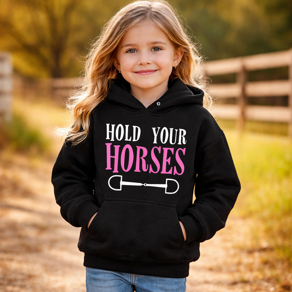 Sweat à capuche Hold Your Horses avec imprimé blanc et rose/noir 