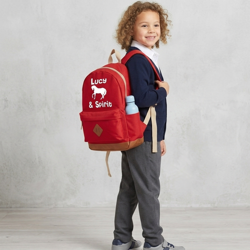 Personalised Named Horse and Rider Heritage Backpack