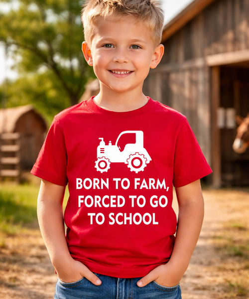 Born To Farm, Forced To Go To School Kids T Shirt