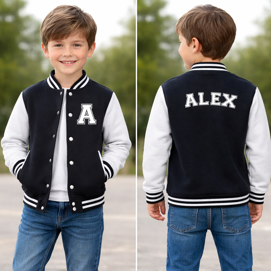 Personalised Children's Varsity Jacket With Initial and Name