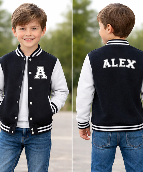 Personalised Children's Varsity Jacket With Initial and Name
