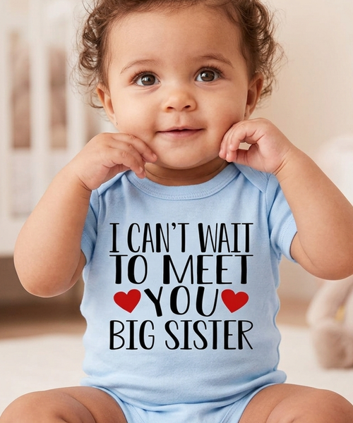 Personalised 'I Can't Wait To Meet You' with heart Baby Bodysuit