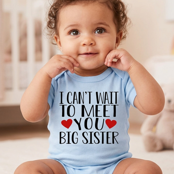 Personalised 'I Can't Wait To Meet You' with heart Baby Bodysuit
