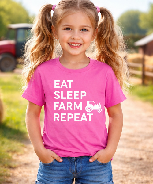Mangez Sleep Farm Répétez l'agriculture Funny Kids T-shirt 
